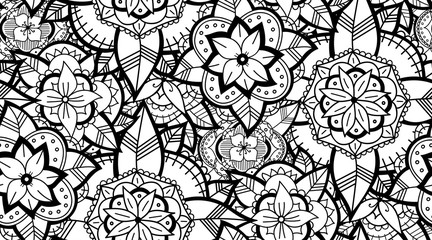 Seamless Black and White Flower Pattern