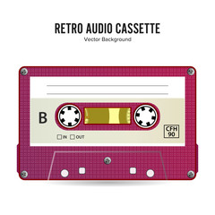 Retro Audio Cassette Vector. Detailed Retro C90 Audio Cassette With Place For Title