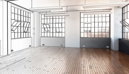 Empty postindustrial office area (project)