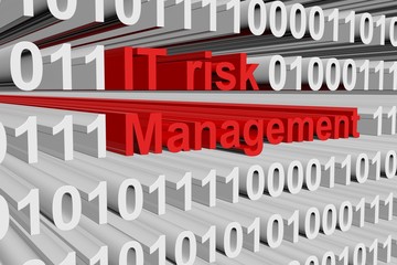 IT risk management in binary code, 3D illustration