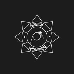 Hipster Star Circle Coil Vapor Logo. Isolated on Black Background.