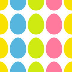 Happy Easter painting egg Painted shell set. Bright Color Seamless Line Pattern Wrapping paper, textile template. White background. Flat design.