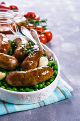 Baked meat sausages