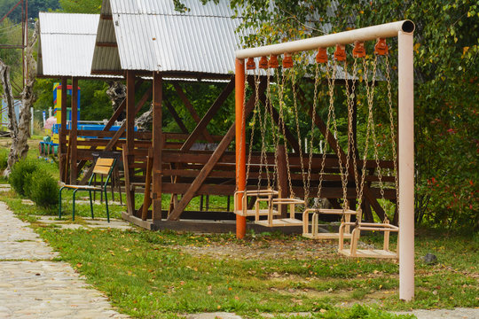 Children's playground in the center of the city in western Ukraine