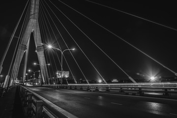 Rama VIII Bridge at Night Bangkok Thailand