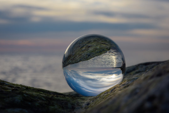 Seaside in crystal ball