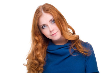 studio portrait of pretty redhead