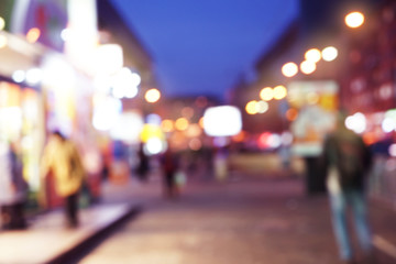 Blurred background of evening city street