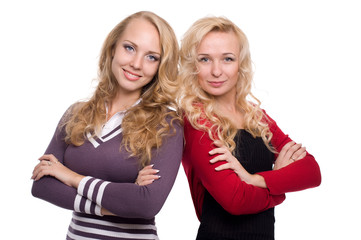 two beautiful blond woman sisters