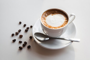 Black coffee and coffee beans