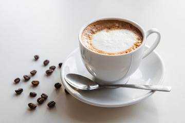 Black coffee and coffee beans