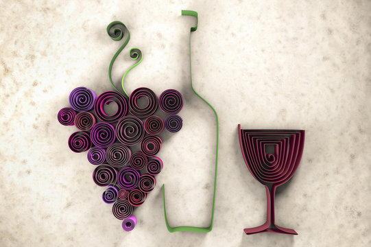3D illustration of paper swirl wine