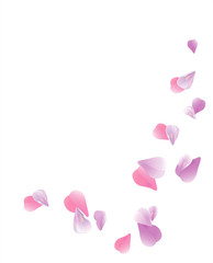 Purple Violet flying petals isolated on White background. Sakura Roses petals. Vector 