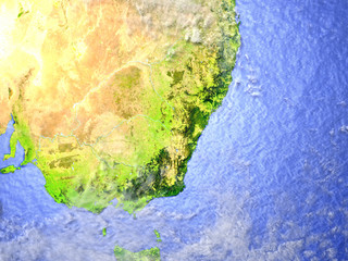 Southeast coast of Australia on realistic model of Earth