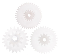 three light gears isolated on white
