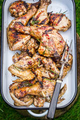 Tasty grilled chicken with rosemary and spices