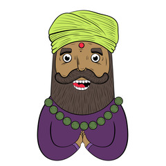 happy Indian man in a turban. coloring book. vector