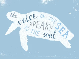 Schilderijen op glas The voice of the sea speaks to the soul lettering © Marina Gorskaya