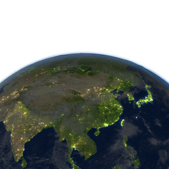 Fototapeta premium East Asia at night on planet Earth