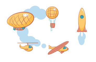 Air transport on the white background.