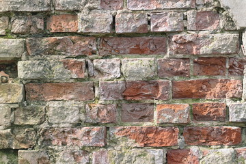 Old Vintage Cracked Brick Wall Textured Grunge Background