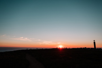 beautiful sunset by the ocean, Portugal