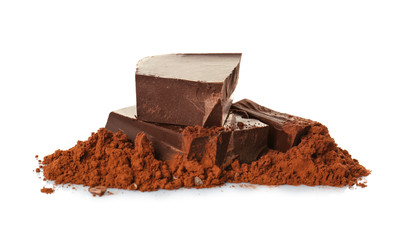 Delicious dark chocolate isolated on white