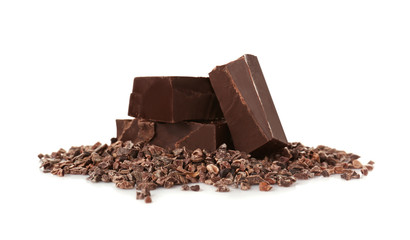 Delicious dark chocolate  isolated on white
