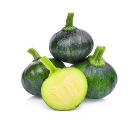young green pumpkin isolated on white background