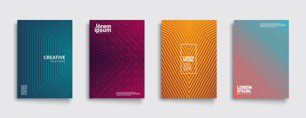 Minimal covers design. Geometric halftone gradients. Eps10 vector.