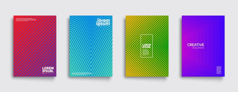 Minimal covers design. Cool modern colors. Geometric halftone gradients. Eps10 vector.