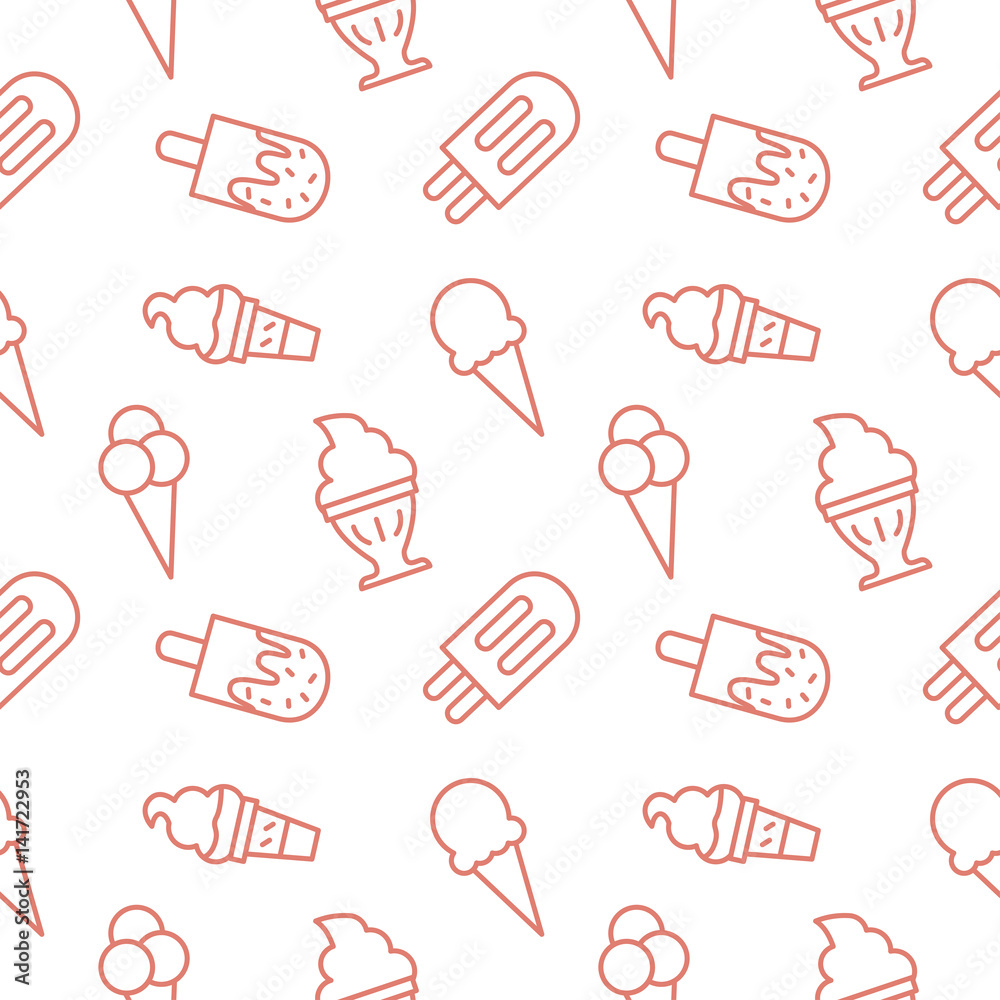 Wall mural icecream seamless pattern background