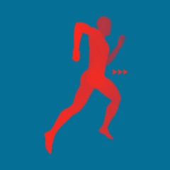 3d Running Man. Design for Sport. Vector Illustration. Human Body.