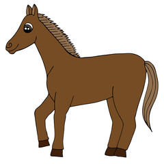 Cartoon brown horse vector isolated