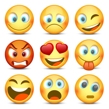Emoji and sad icon set. Vector illustration