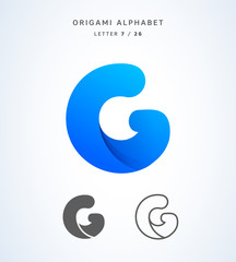 Vector origami alphabet. Letter G logo template