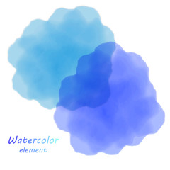 Blue watercolor blotch. Set of blue watercolor circles.