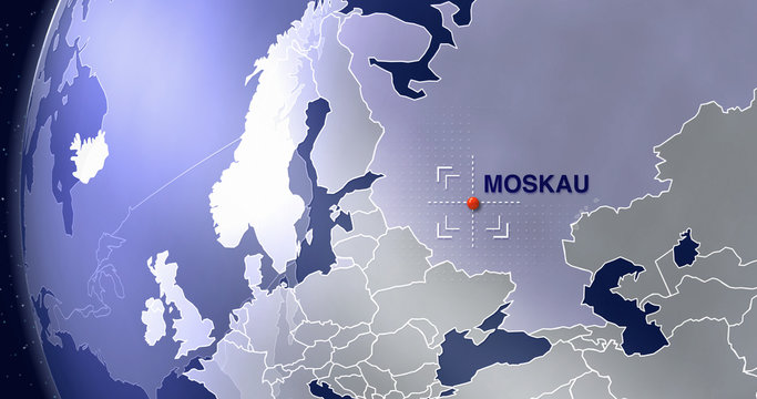 MOSKAU, Country Map, Russia City Location, illustrated, graphic, blue, more cities available, 2018 World Cup Sports Venue Location