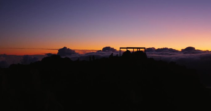 Timelapse of People Photographing Sunrise Above the Clouds, Haleakala National Park Hawaii