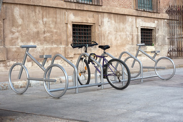 Fototapeta na wymiar bike parking in Murcia, Spain