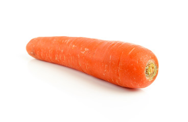 Fresh carrot with celery leaf on white background