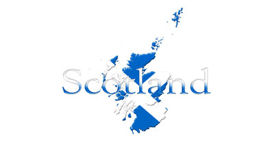 Obraz na płótnie Canvas Map Of Scotland With Flag On It Isolated On White Background 3D illustration