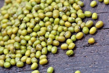 Group of mung beans on table