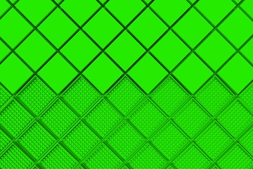 Futuristic industrial background made from green square shapes