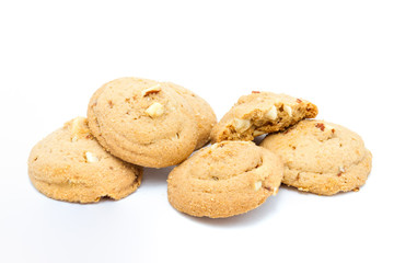 Almond cookie on white background