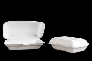 White Foam boxes on black background.