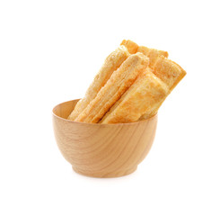 Crispy pie stick on white background