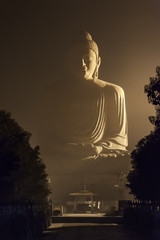 The Giant Buddha Statue is one of the many stops in the Buddhist pilgrimage and tourist routes in Bodhgaya, Bihar. The statue is 25 m high in meditation pose or dhyana mudra.