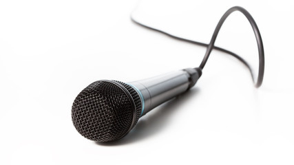 Microphone on white background, close view