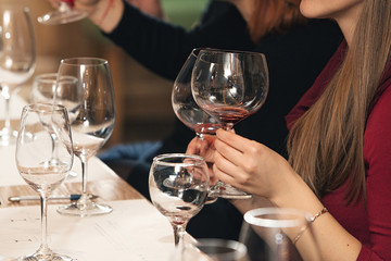 people consider the color of the wine and try how it smells in different glasses
